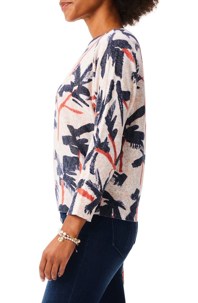 NIC+ZOE Painted Palms Cotton Blend Sweater, Alternate, color, Pink Multi