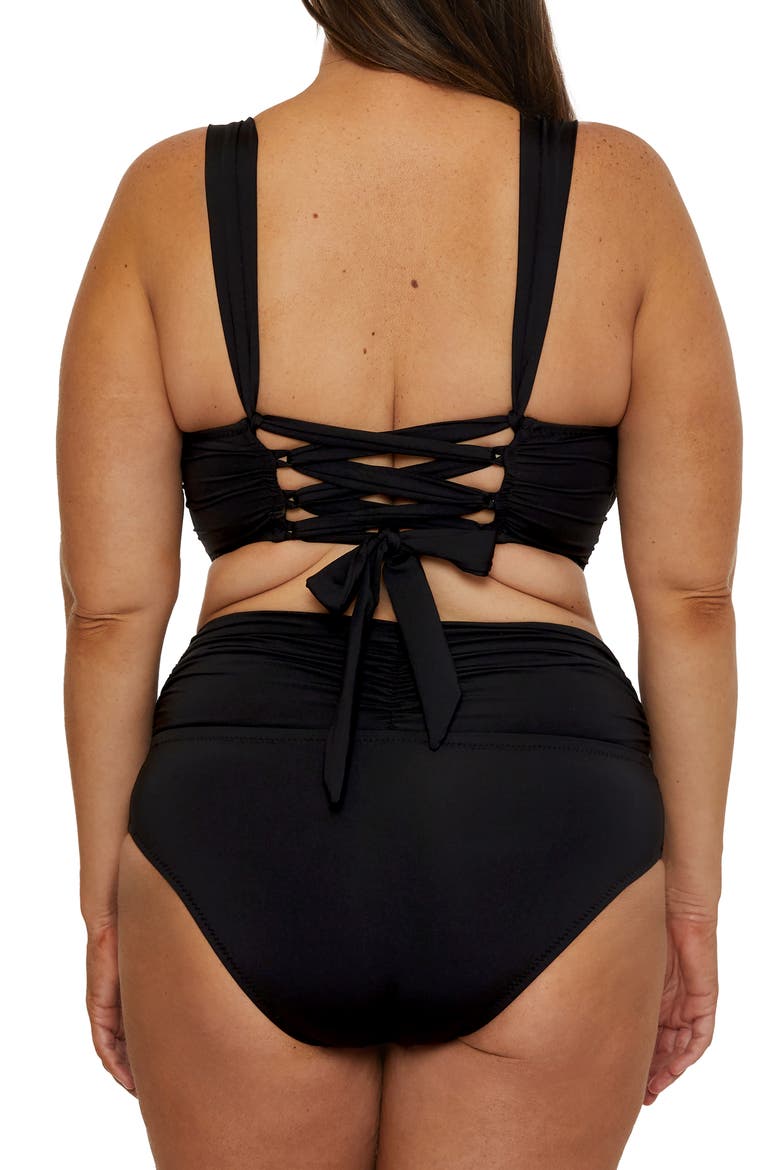 Colorcode Shirred Bikini Top, Alternate, color, BLACK