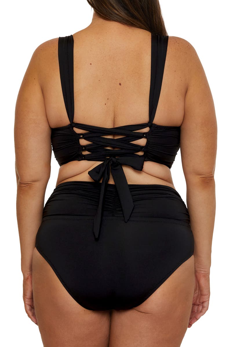 Becca Etc. Marble Canyon High Waist Bikini Bottoms, Alternate, color, Black