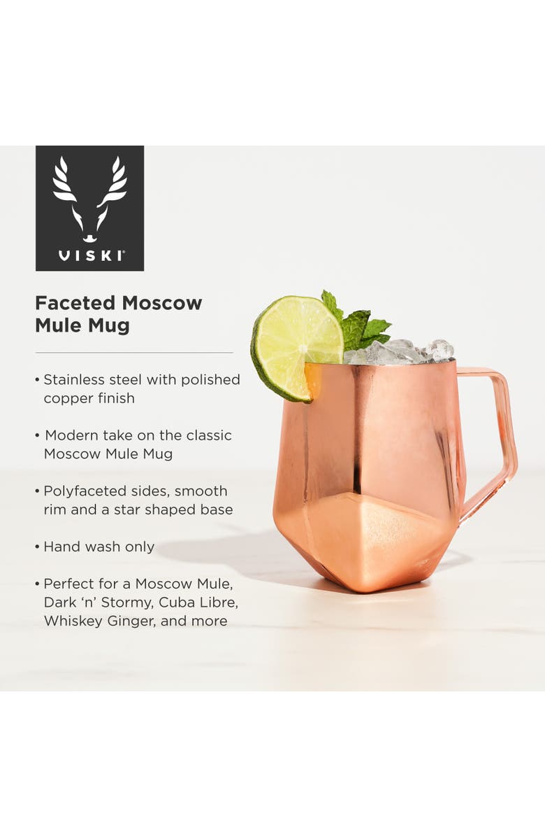 Viski Seneca Faceted Moscow Mule Mug in Copper, Alternate, color, Copper