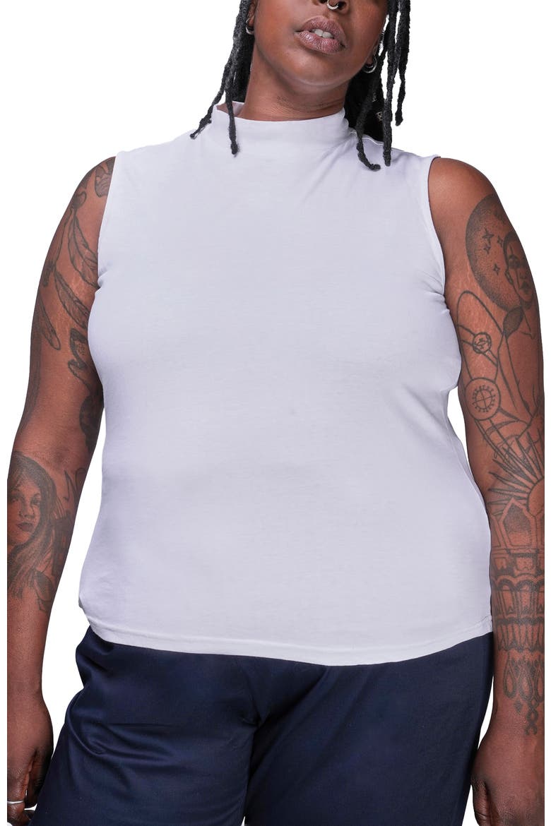 The Everyday Mock Neck Tank, Alternate, color, WHITE