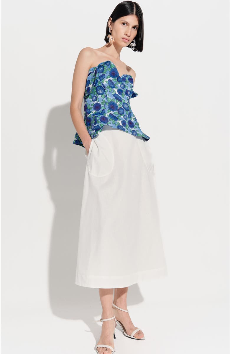 De Loreta Pacaya Strapless Sweetheart Neckline Bustier Cotton Top, Alternate, color, Santos Print