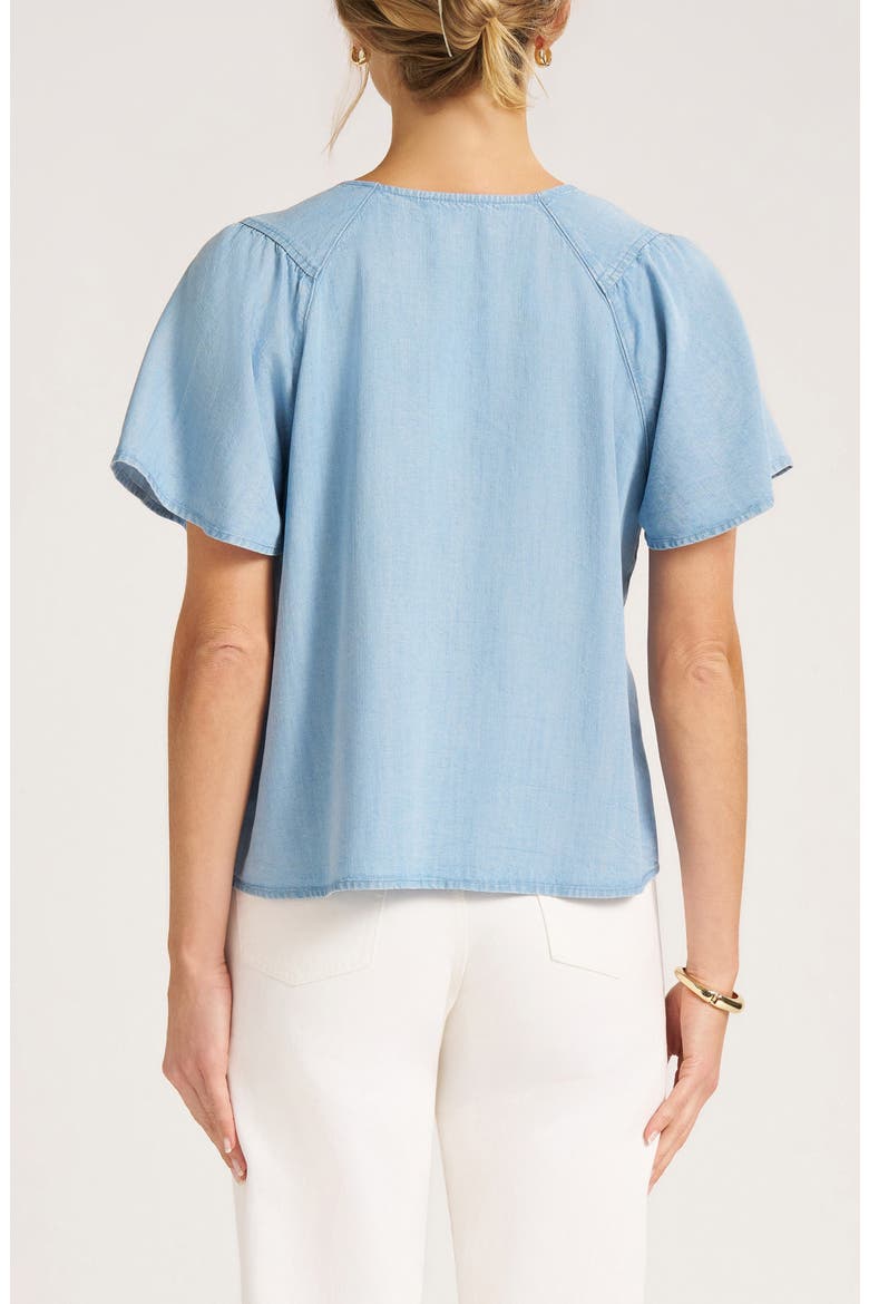 Hayden Flutter Sleeve Chambray Top, Alternate, color, CHAMBRAY