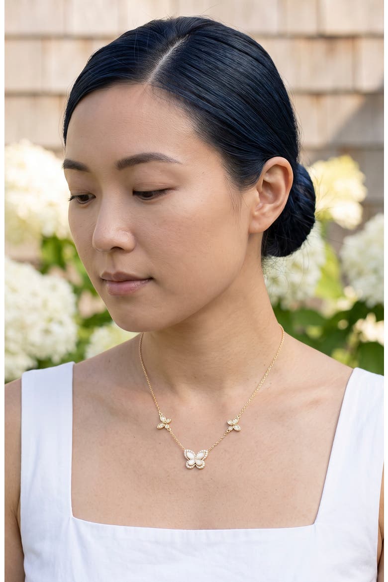 Butterfly Motif Necklace, Alternate, color, GOLD