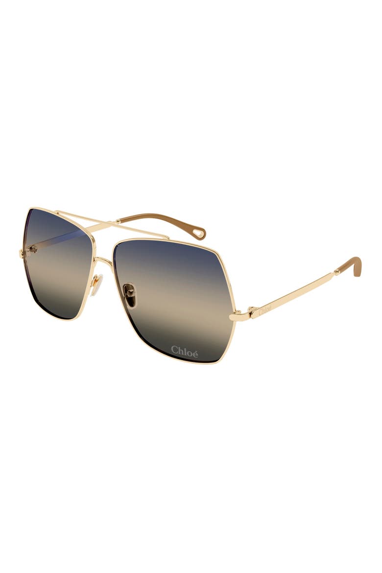 62mm Oversize Gradient Rectangular Sunglasses, Alternate, color, GOLD BLACK