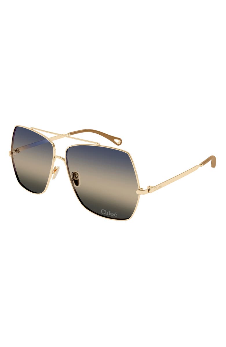 Chloé 62mm Oversize Gradient Rectangular Sunglasses, Alternate, color, 