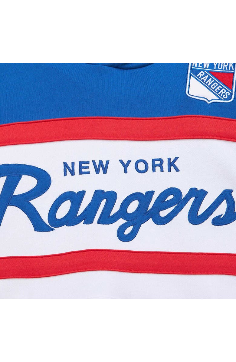 Mitchell & Ness Men's Mitchell & Ness White/Blue New York Rangers Head Coach Pullover Hoodie, Alternate, color, White