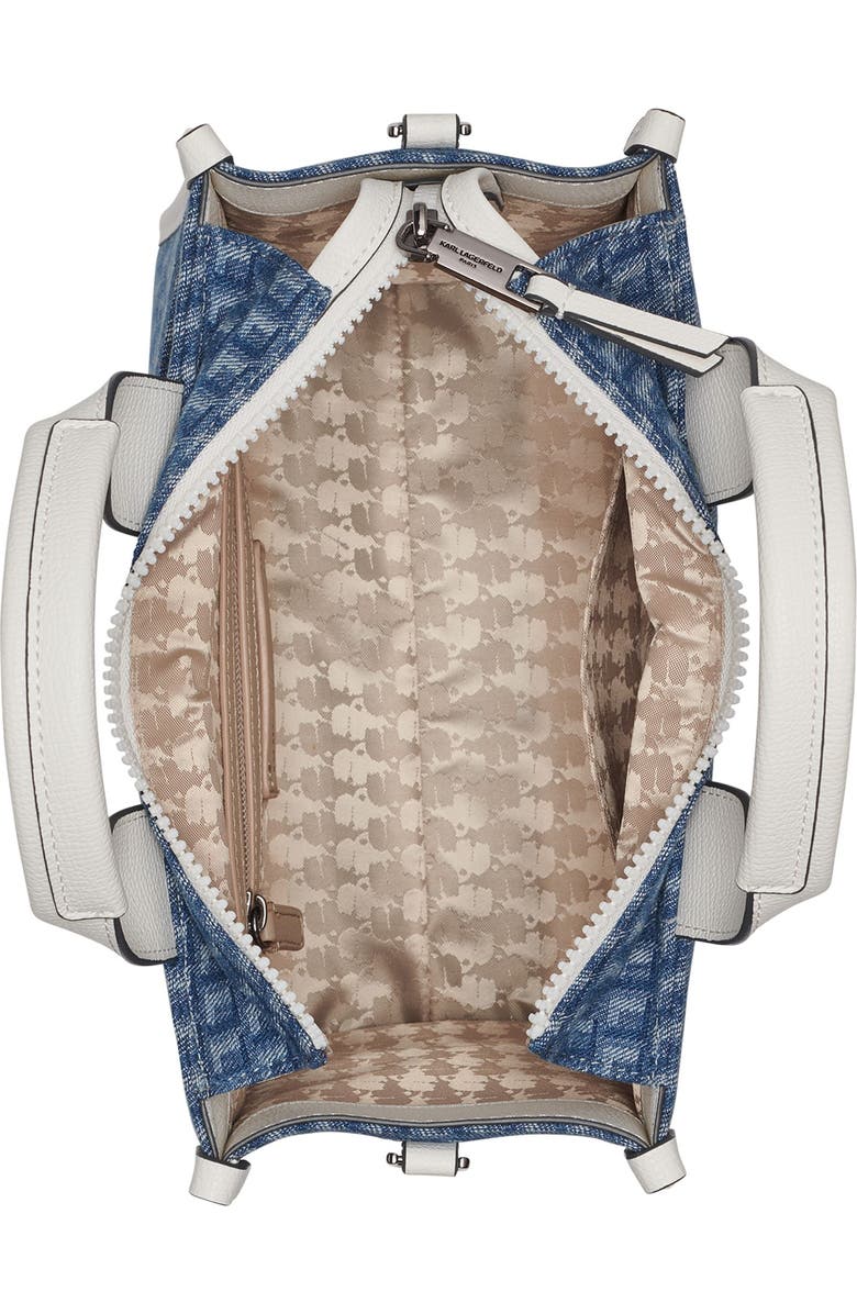 KARL LAGERFELD PARIS Kristina Denim Jacquard Tote, Alternate, color, Denim/White