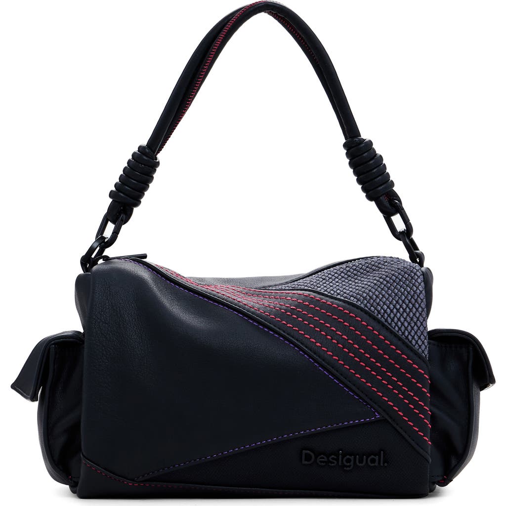 Desigual Faux Leather Handbag In Black Multi