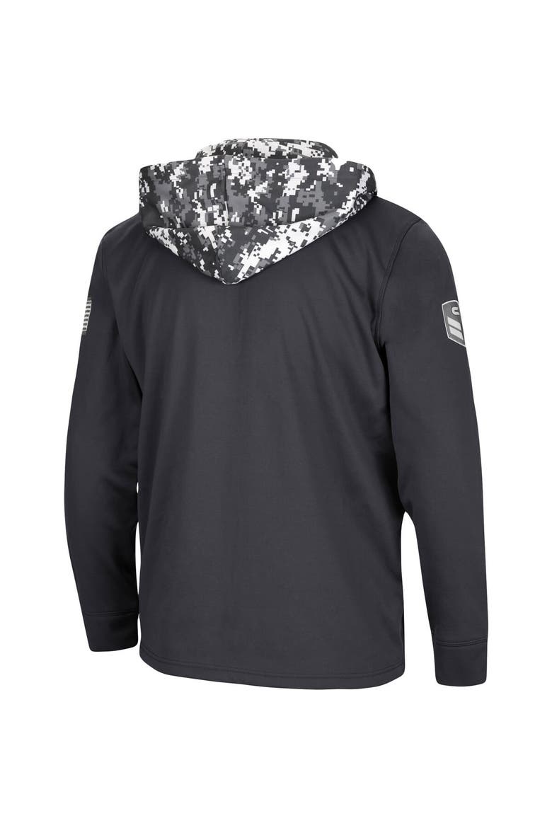 Men's Colosseum Charcoal Clemson Tigers OHT Military Appreciation Digital Camo Quarter-Zip Hoodie, Alternate, color, Charcoal