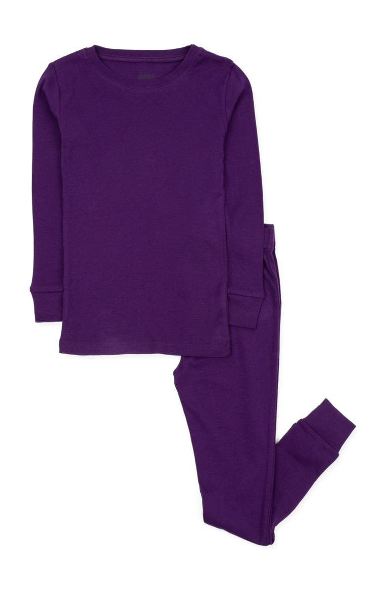 Leveret Kids Two-Piece Solid Cotton Matching Family Pajamas, Main, color, Dark Purple