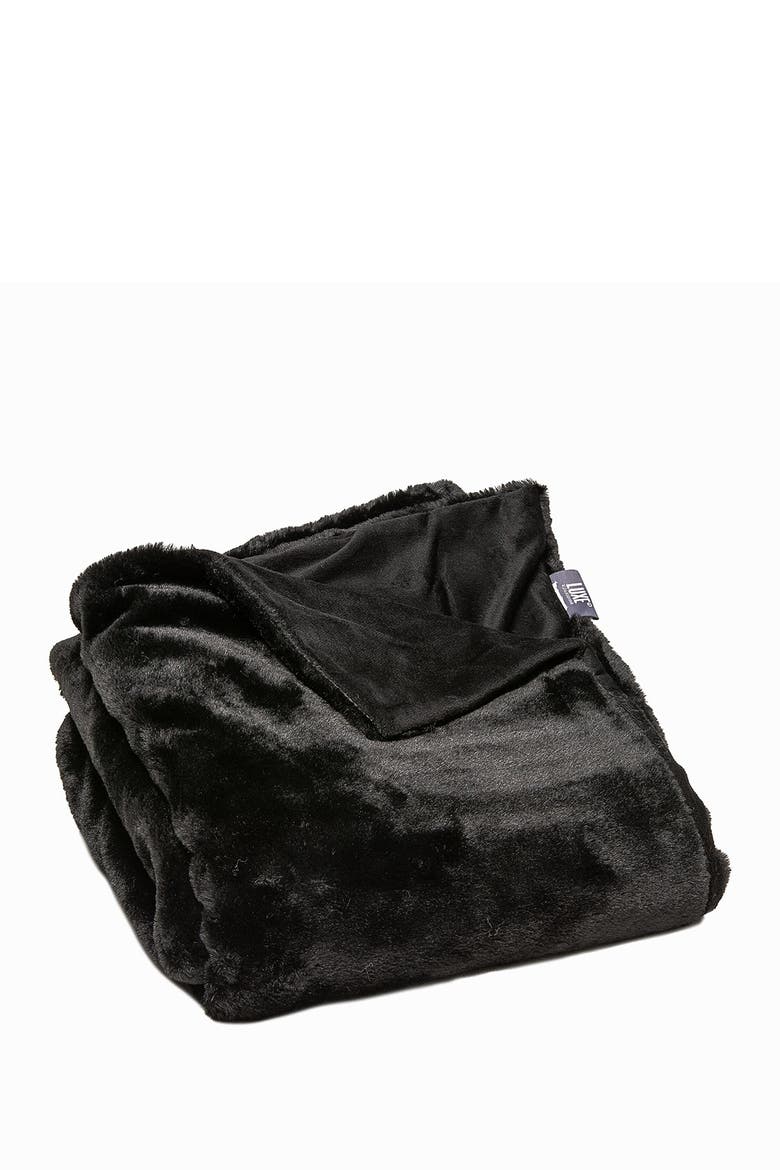 Faux Fur Throw - 50" x 60" - Black, Main, color, BLACK