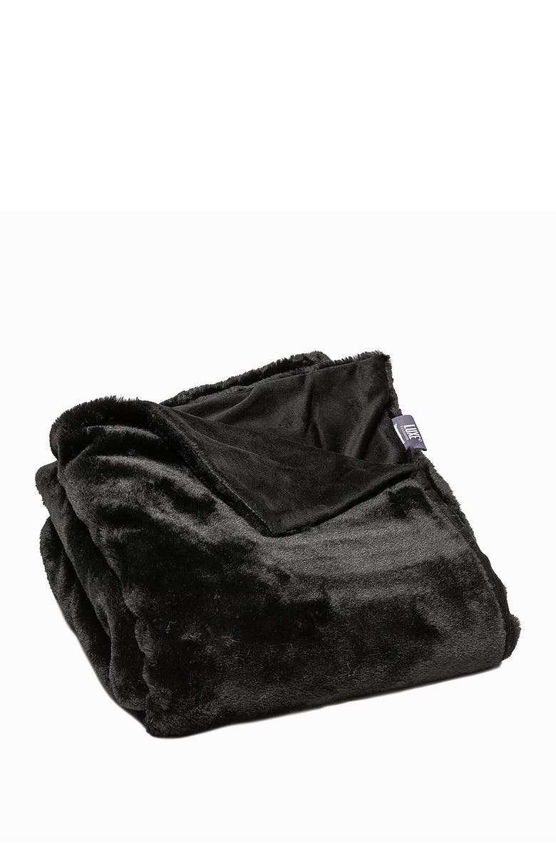 LUXE Faux Fur Throw - 50" x 60" - Black, Main, color, Black