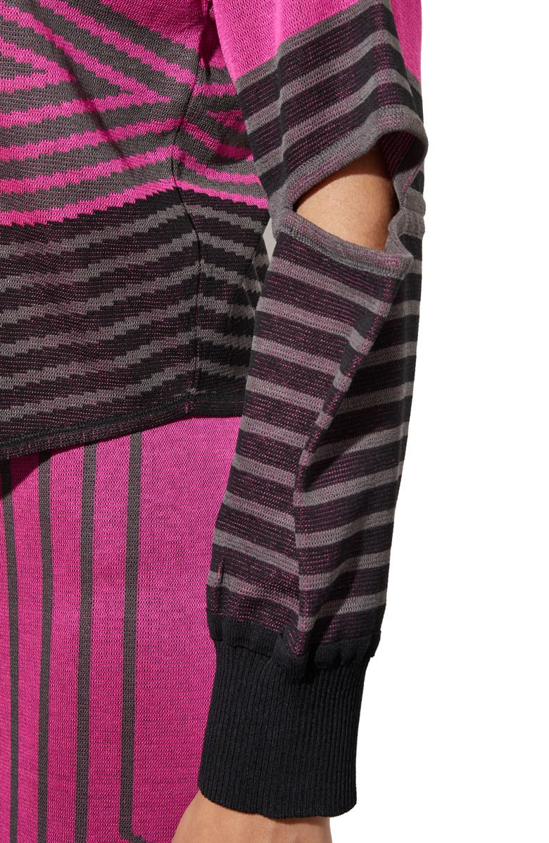 Ming Wang Stripe Asymmetric Split Sleeve Sweater, Alternate, color, 