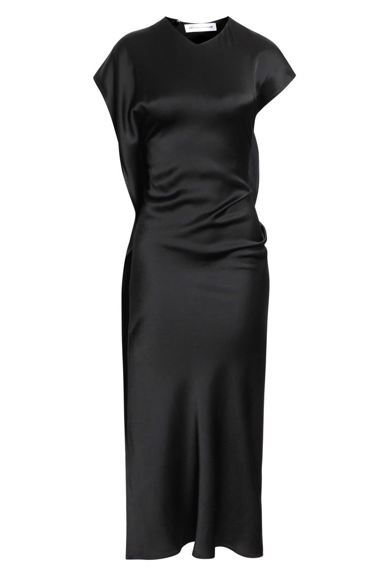 Victoria Dolman Sleeve Asymmetric Midi Dress, Alternate, color, BLACK