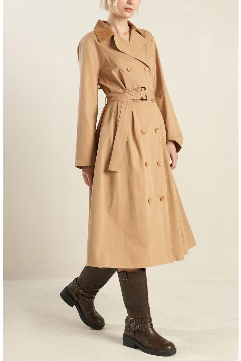 Cotton Trench Midi Dress, Alternate, color, CAMEL
