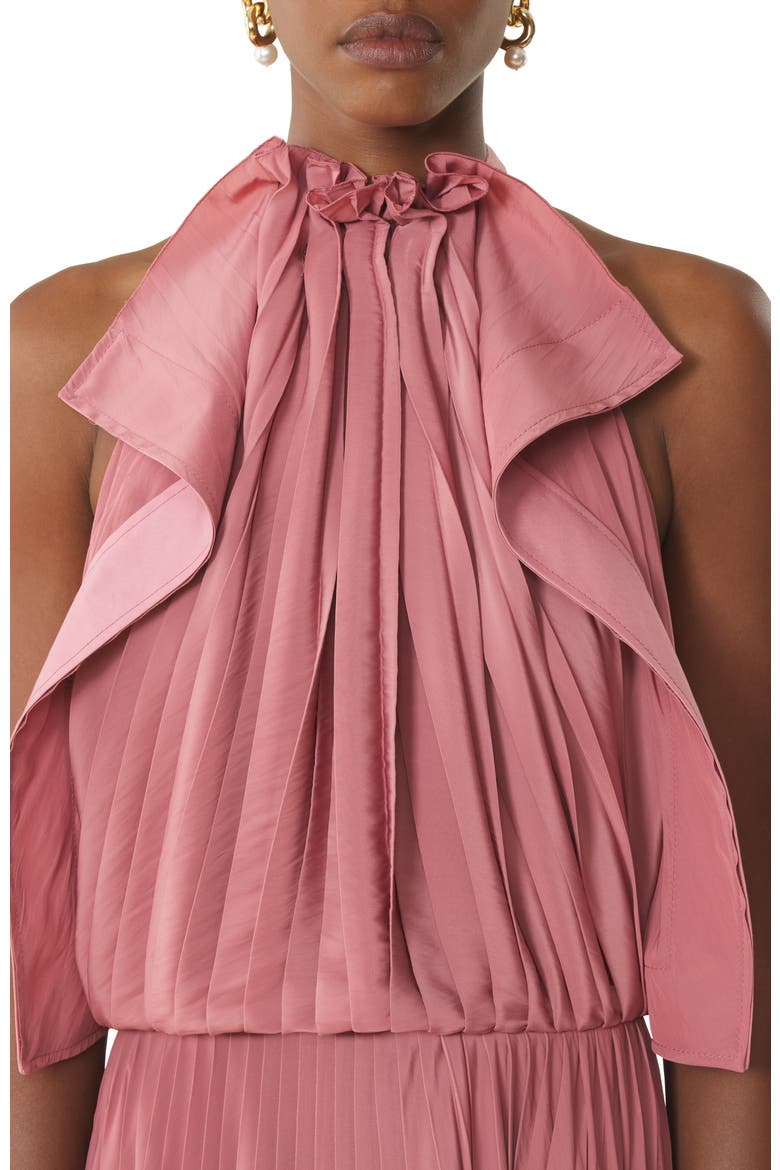 Pleated Dress In Charmeuse And Cotton, Alternate, color, Pink