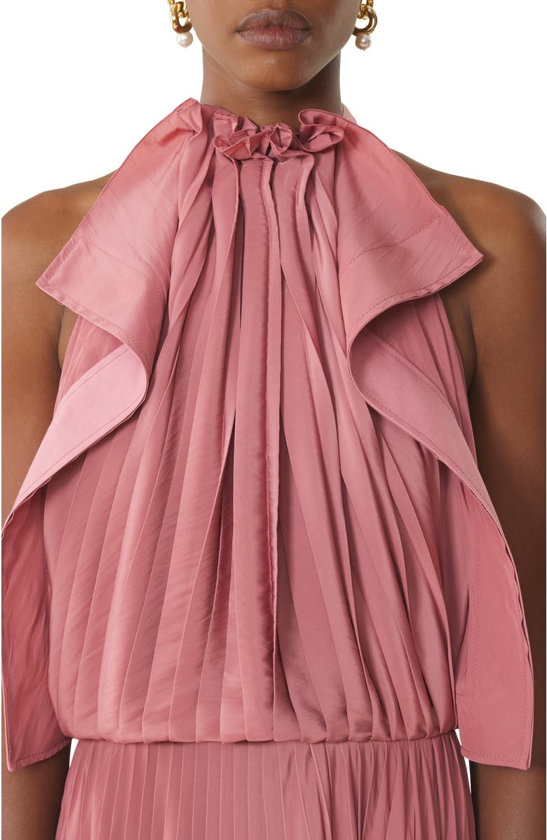 Lanvin Pleated Dress In Charmeuse And Cotton, Alternate, color, Pink