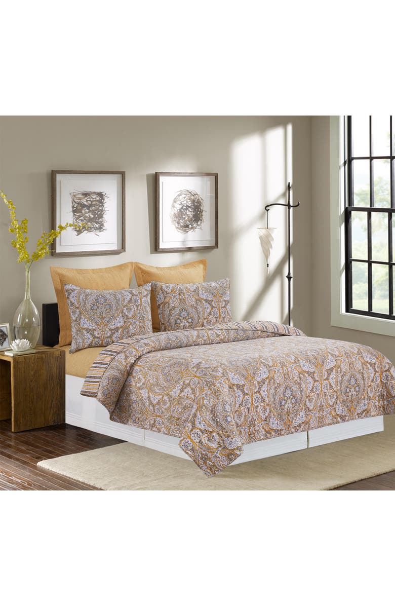 C&F Home Shay Damask Quilt Set Bedding Collection, Alternate, color, Orange