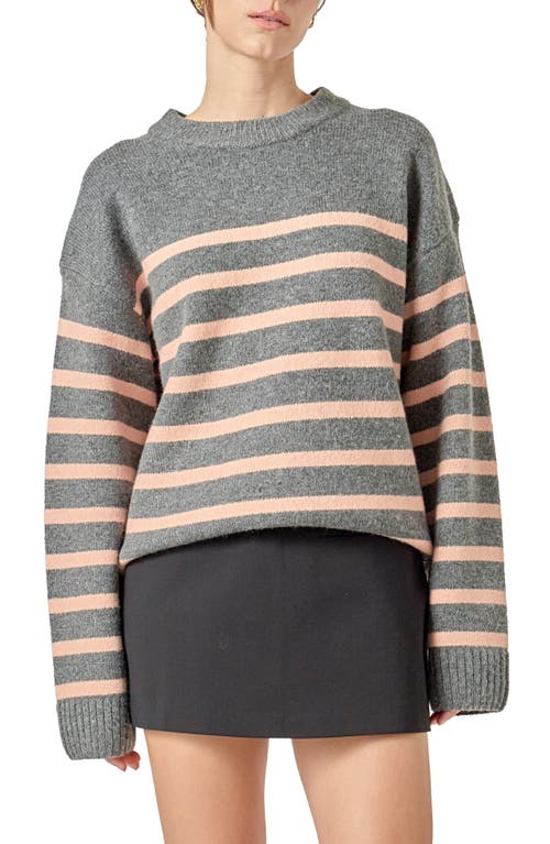 English Factory Stripe Crewneck Sweater In Gray