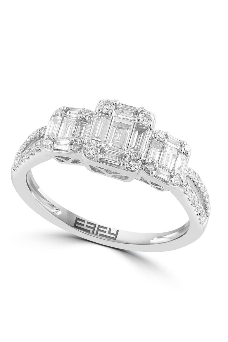 14K White Gold Diamond Three-Stone Ring, Main, color, 14K Gold