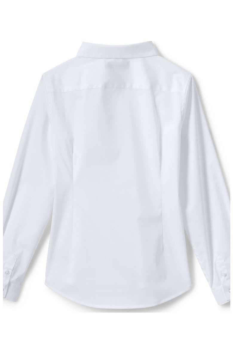 School Uniform Girls No Gape Long Sleeve Stretch Shirt, Alternate, color, Pearl White