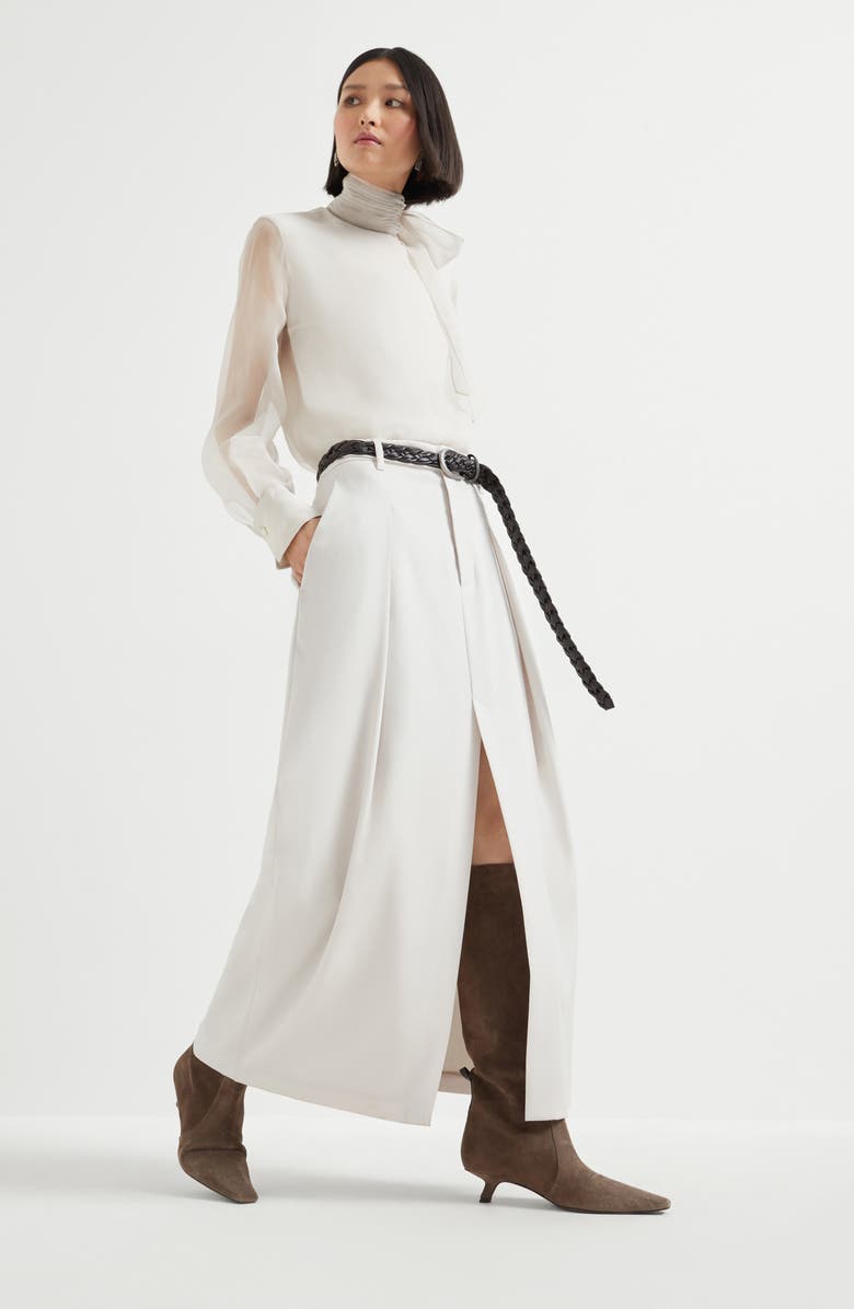 Brunello Cucinelli Curved sartorial skirt, Alternate, color, Panama