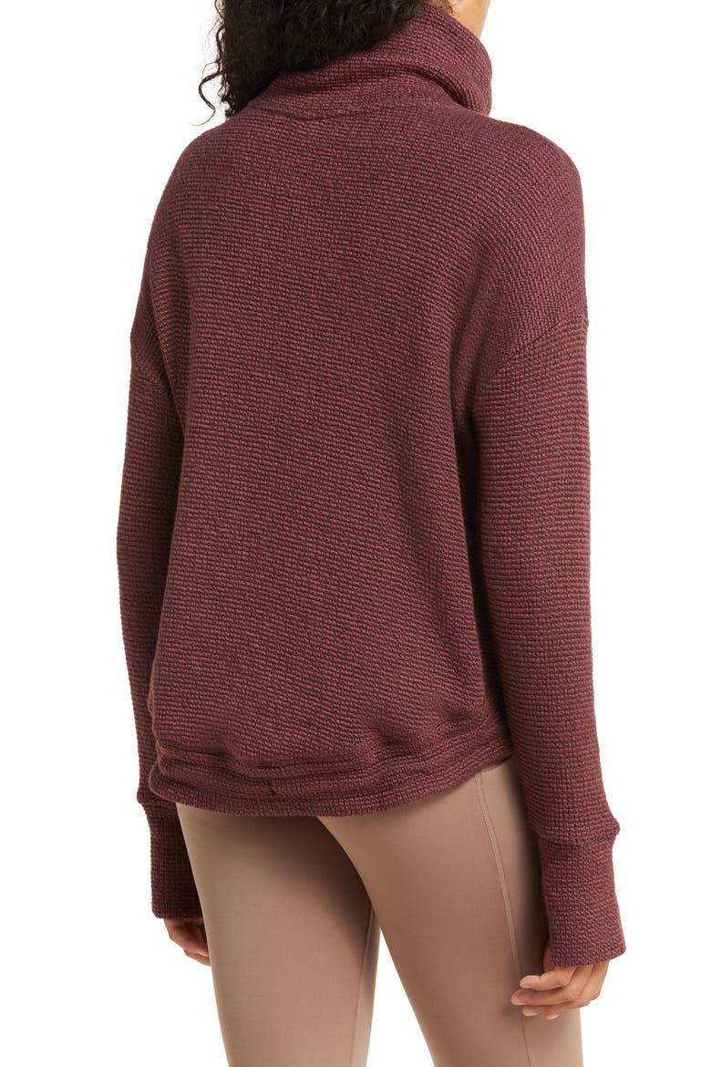 Bouclé Funnel Neck Sweatshirt, Alternate, color, UMBRA RED