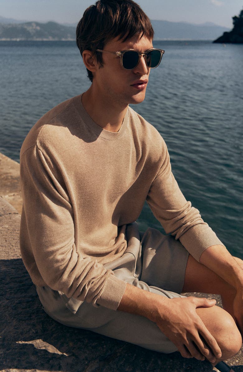 MANGO Crewneck Linen Sweater, Alternate, color, 