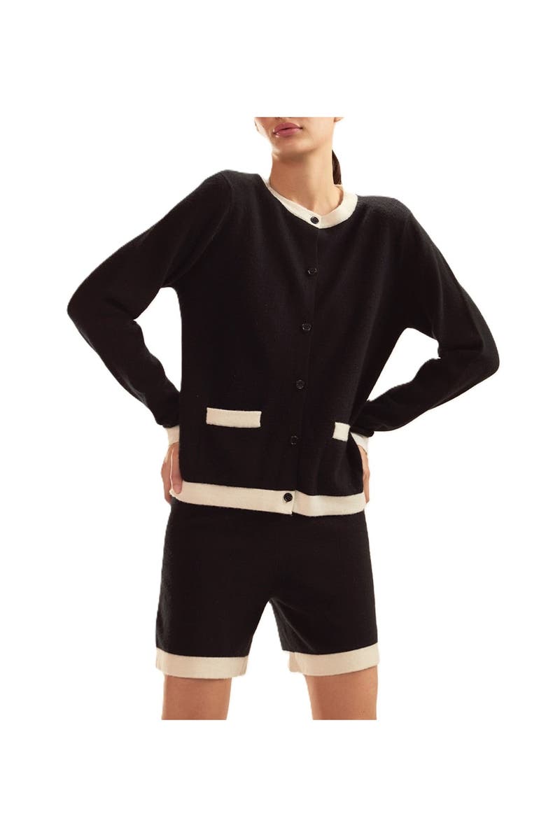 Cynthia Rowley Wool Cashmere 2 Tones Shorts, Alternate, color, Black/White