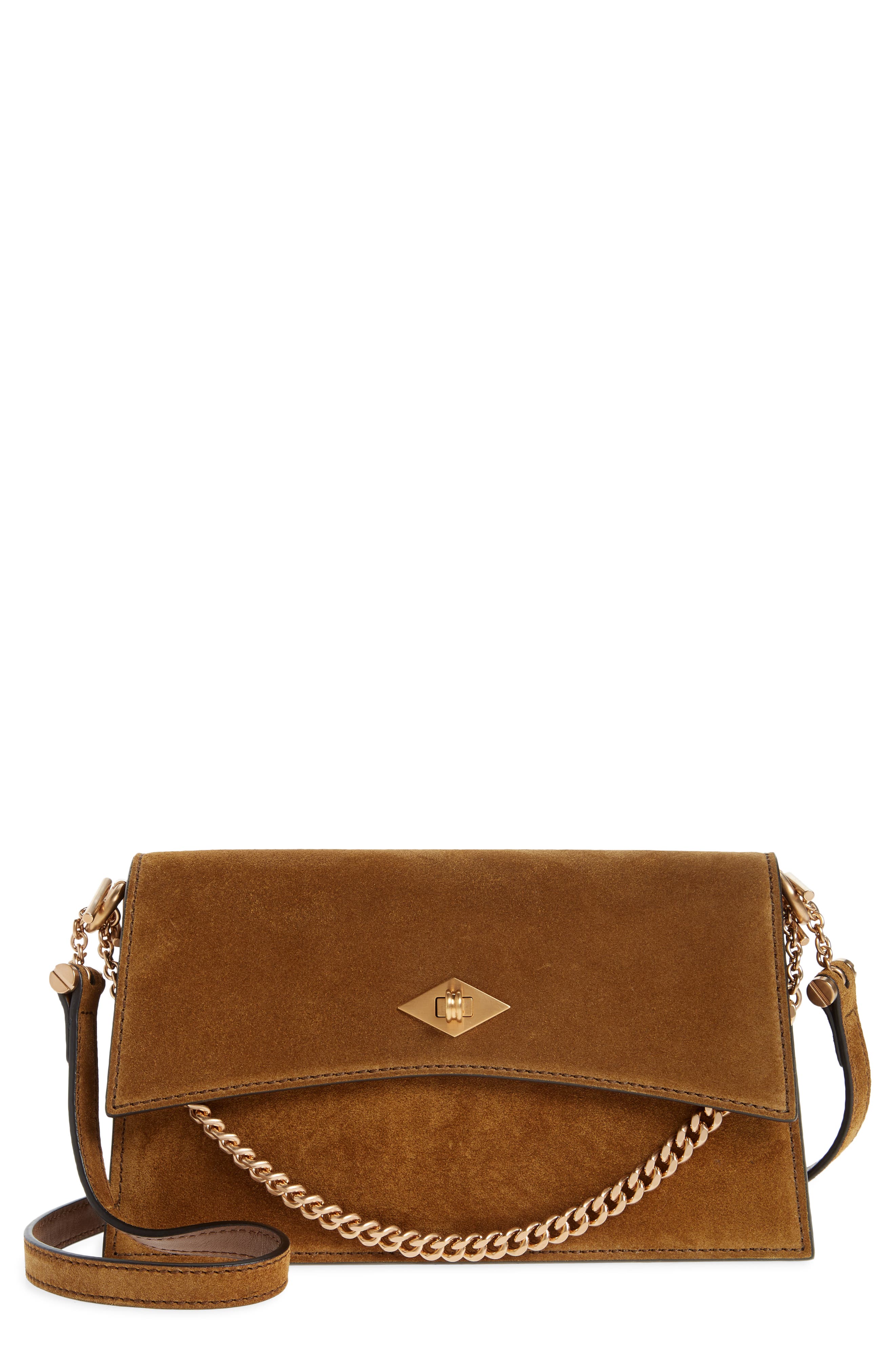Métier London Mini Roma Suede Crossbody Bag, Main, color, 