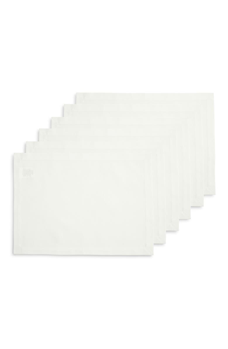 Solino Home Cotton Linen Plain Placemats Set of 6, 14 x 19 Inch for Dining Table, Holiday and Everyday Table Decor - Dru, Main, color, White