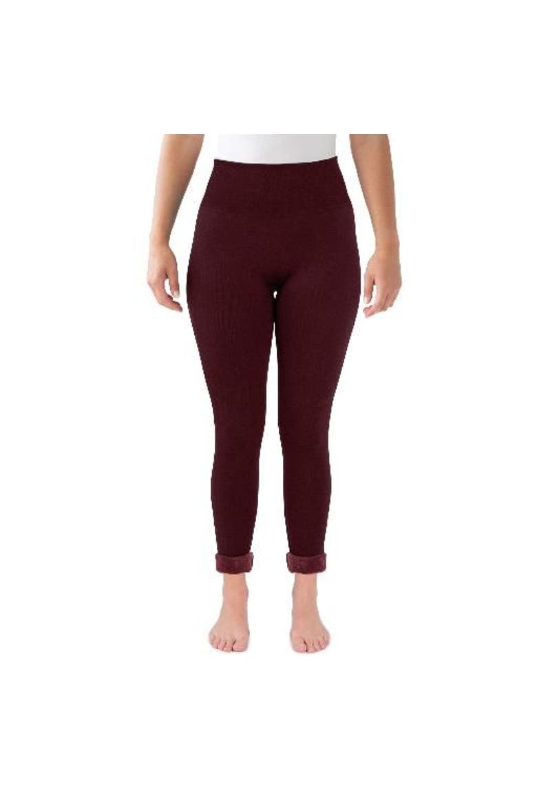 High Waisted Fur Lined Leggings, Main, color, Wine