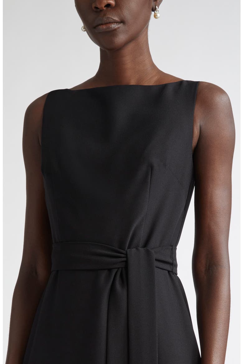 Audrey Fringe Sleeveless Belted Gown, Alternate, color, BLACK