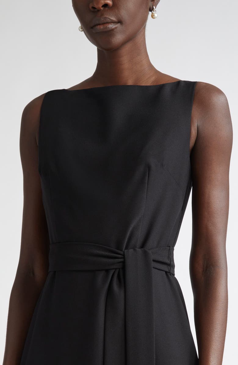 ST. JOHN Audrey Fringe Sleeveless Belted Gown, Alternate, color, Black