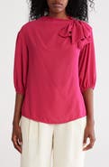 Renee C Scarf Detail Three-Quarter Sleeve Top