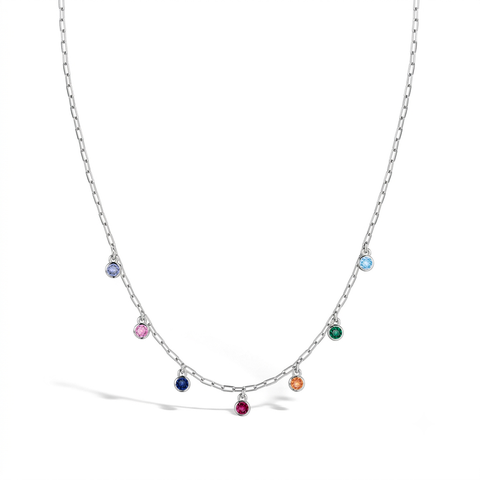 Multicolored CZ Dangle Women's Necklace