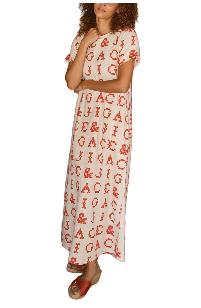 Ace & Jig Mette Button Back Belted A-line Maxi Dress, Main, color, Monogram