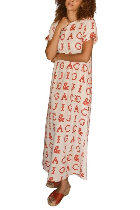 Mette Button Back Belted A-line Maxi Dress
