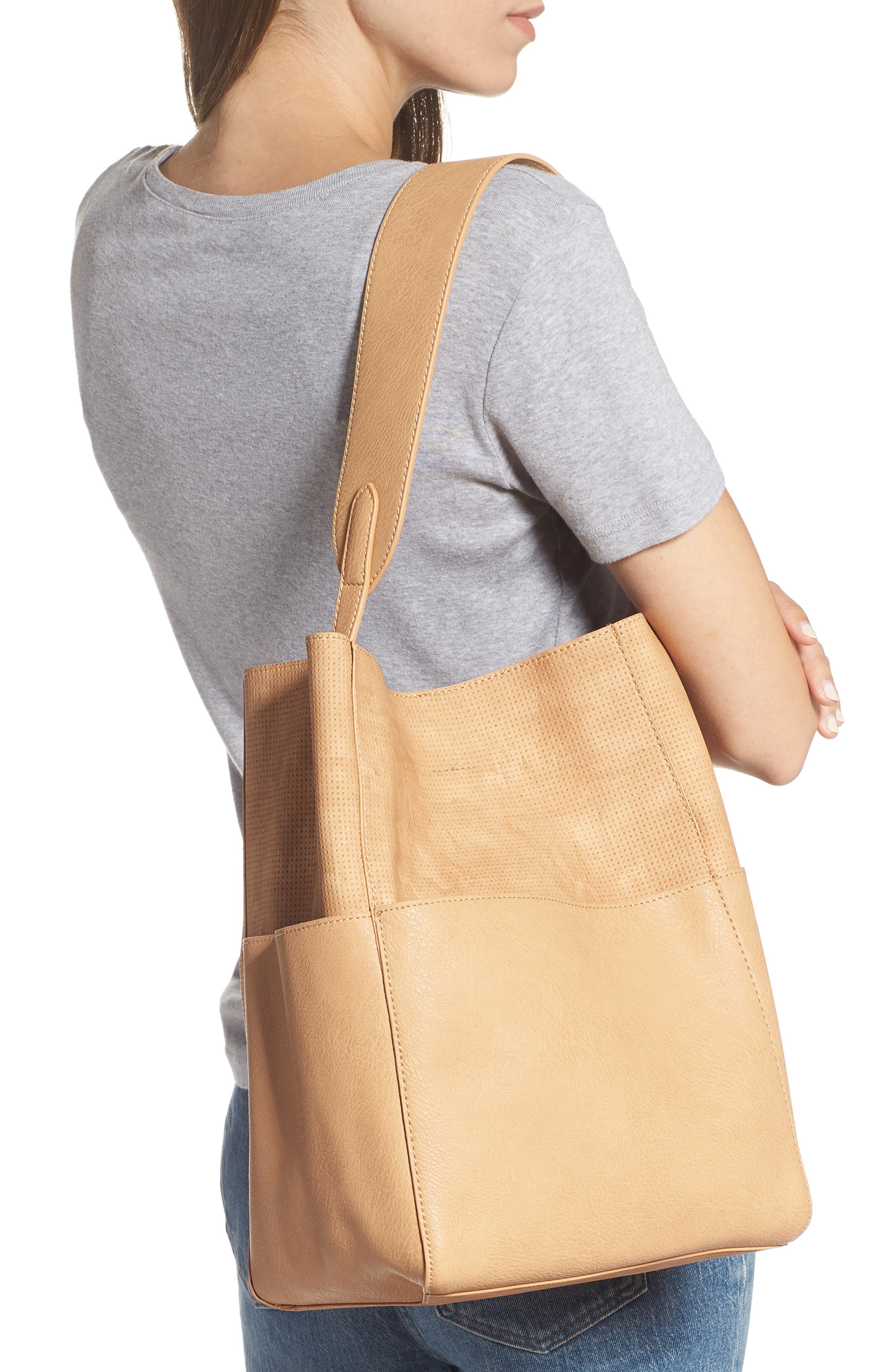 Soft Shoulder Bag, Alternate, color, BEIGE ANGORA