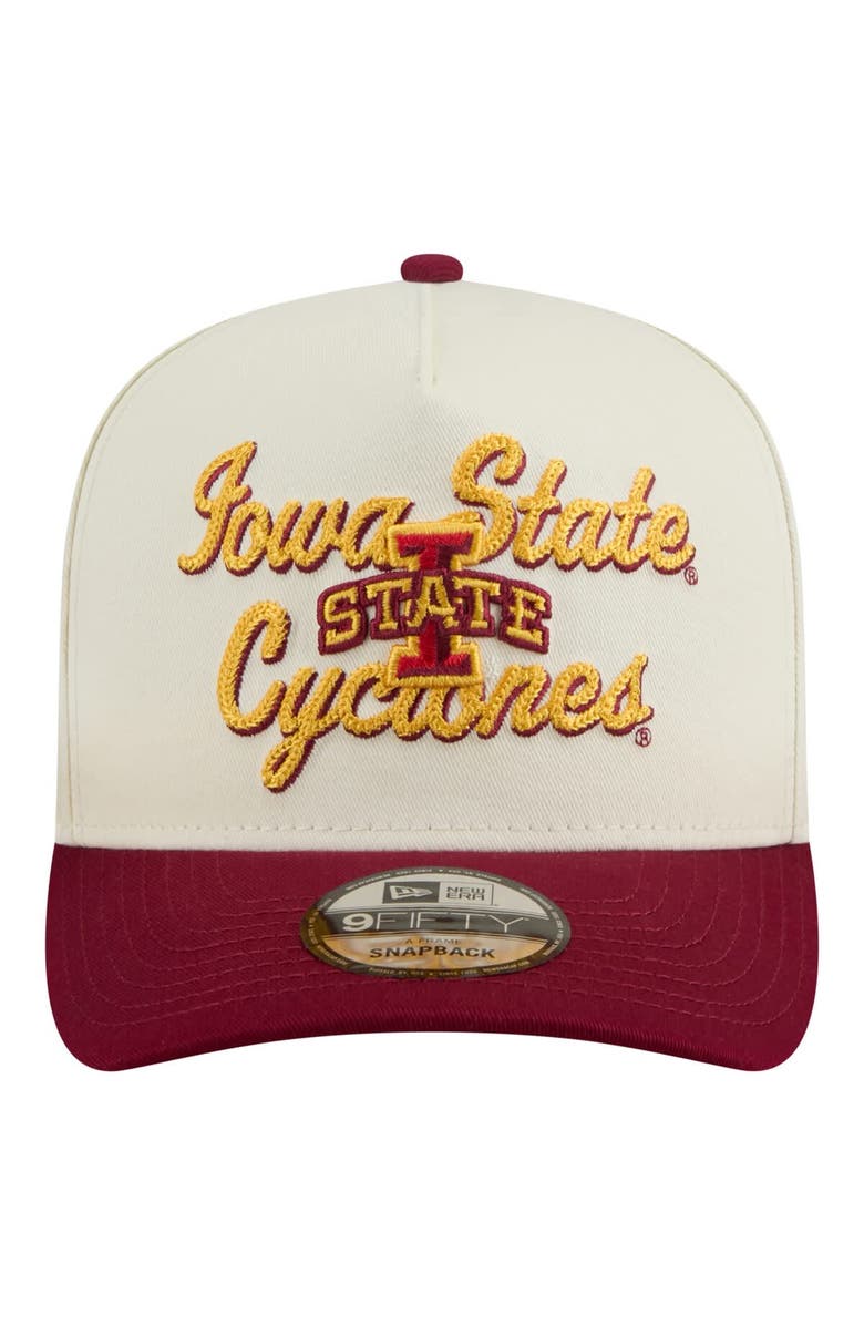 New Era Men's New Era Cream/Cardinal Iowa State Cyclones Vintage Chainstitch 9FIFTY A-Frame Snapback Hat, Alternate, color, Cream