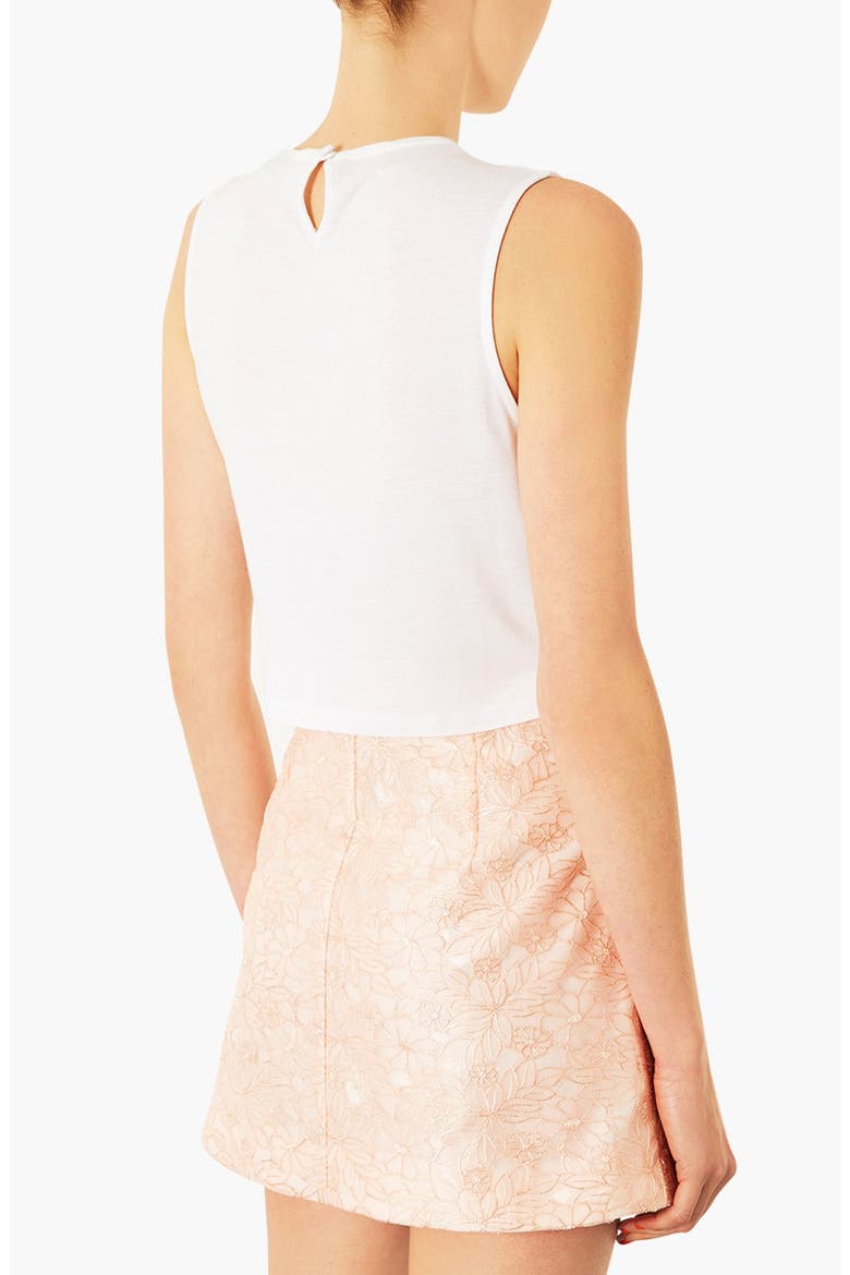 Embellished Neck Crop Top, Alternate, color, WHITE