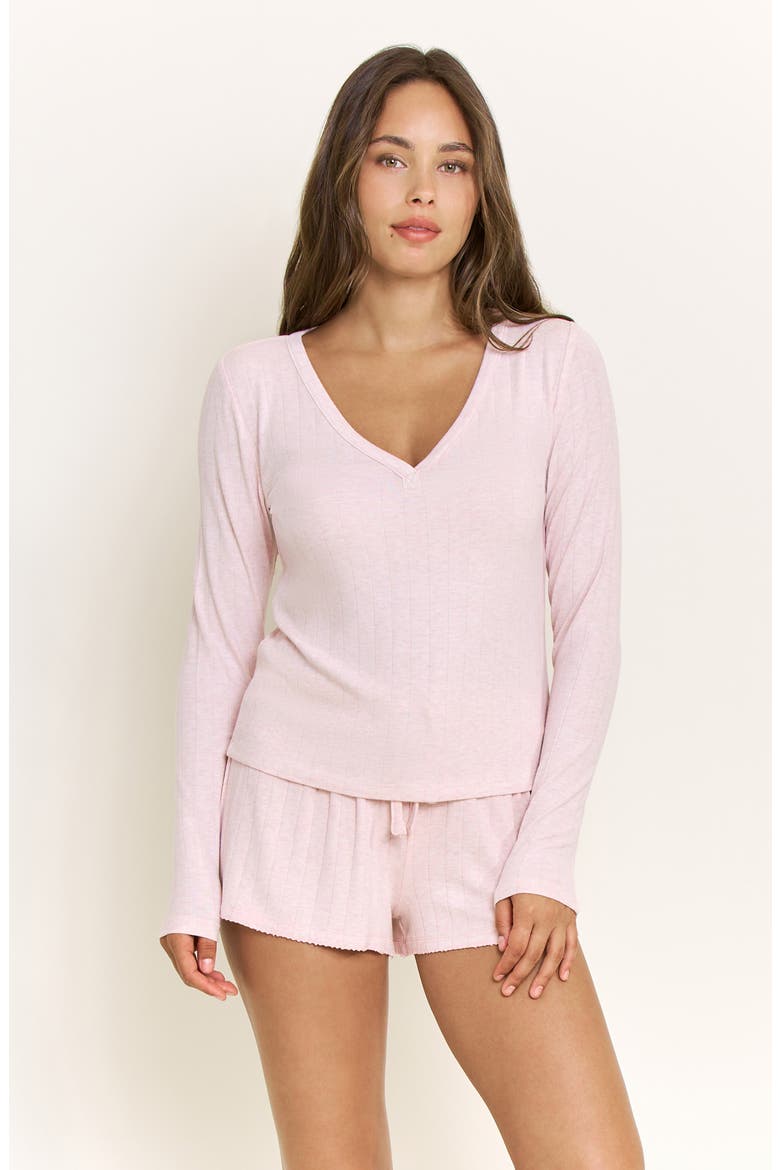 Cloud Modal Long Sleeve Henley, Alternate, color, HEATHER ROSE QUARTZ