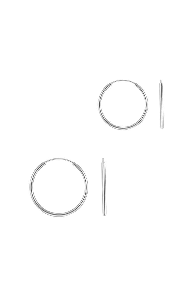 2PK Sterling Silver Hoops Set, Main, color, Silver