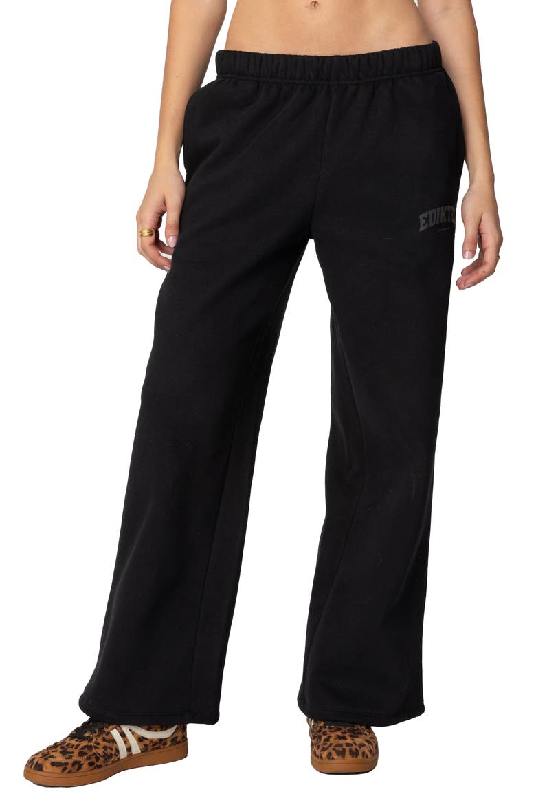 LA Logo Wide Leg Sweatpants, Main, color, BLACK