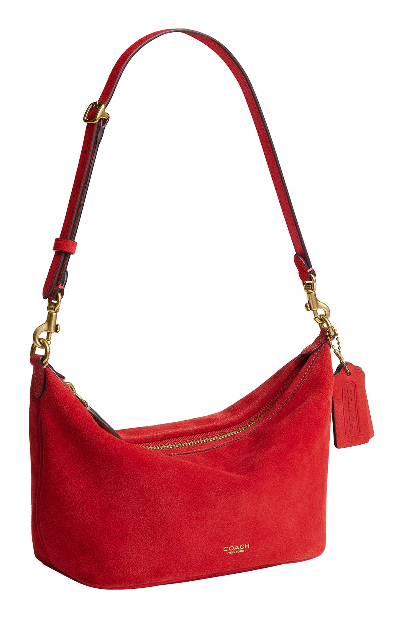 Demi Suede Shoulder Bag, Alternate, color, B4/ CANDY APPLE