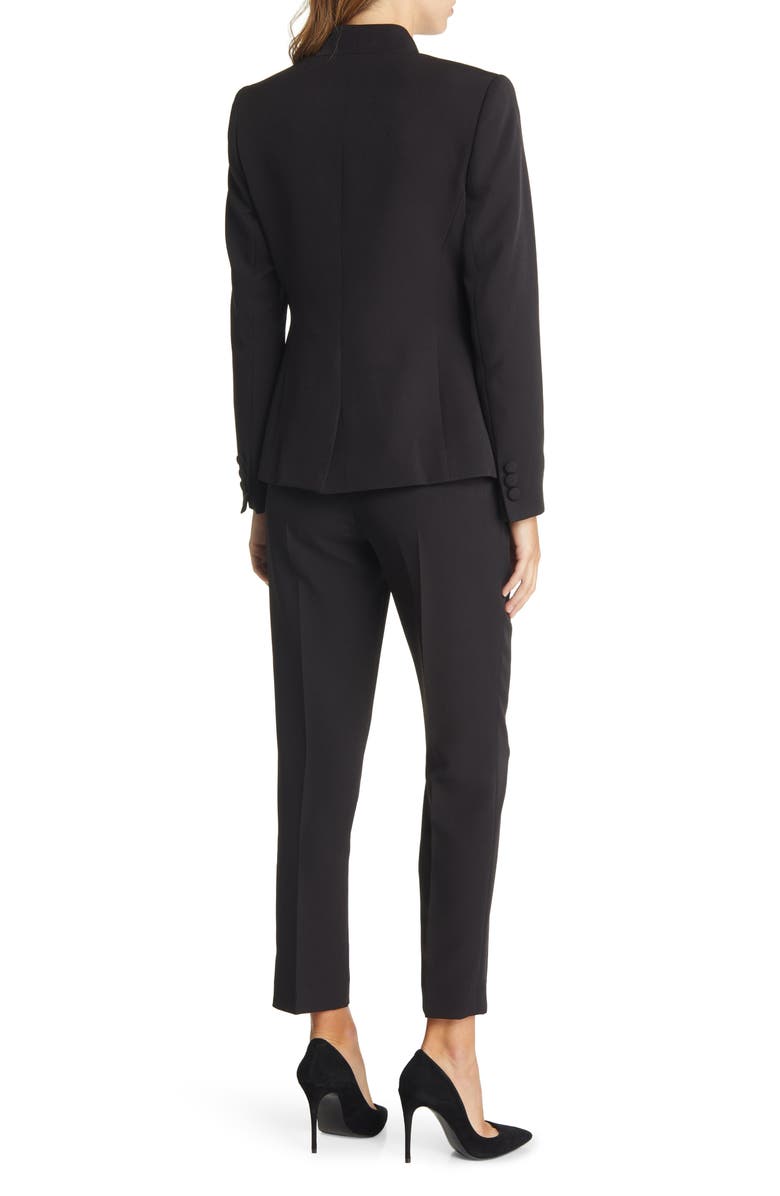 Tahari ASL Solid Faux Double Breasted Blazer Pantsuit, Alternate, color, 