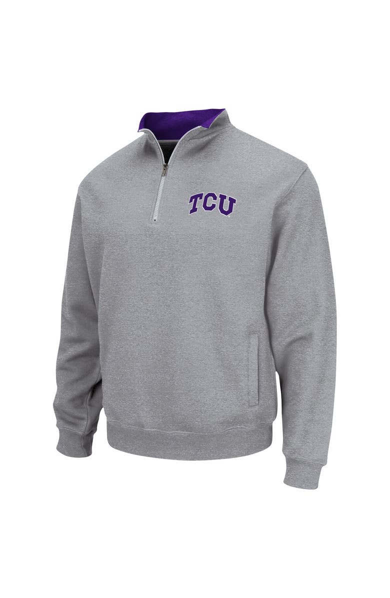 COLOSSEUM Men's Colosseum Heathered Gray TCU Horned Frogs Tortugas Team Logo Quarter-Zip Jacket, Alternate, color, Heather Gray