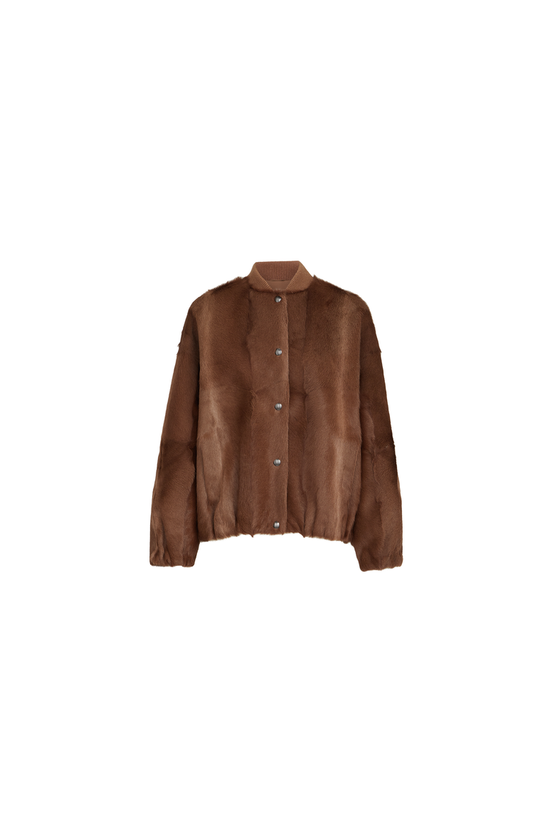 Cashmere shearling bomber jacket with monili, Alternate, color, Mahogany