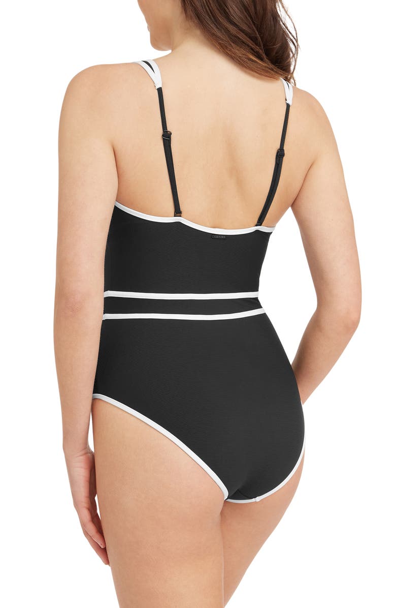 Sea Level Spliced One-Piece Swimsuit, Alternate, color, Black